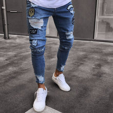 Load image into Gallery viewer, Hole  Embroidered Jeans Men
