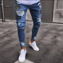 Load image into Gallery viewer, Hole  Embroidered Jeans Men
