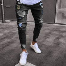 Load image into Gallery viewer, Hole  Embroidered Jeans Men
